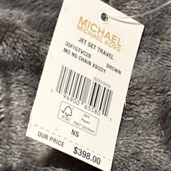 Michael Kors Jet Set Travel $398 Medium Signature Logo Crossbody Brown NWT - Picture 7 of 15